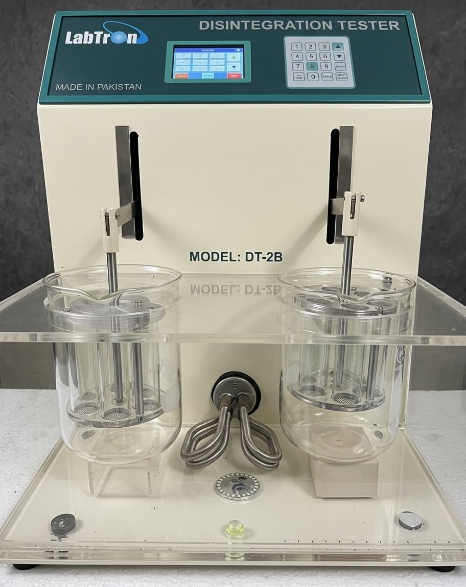 LABTRON DT-2B disintegration tester with double basket assembly and keypad controller